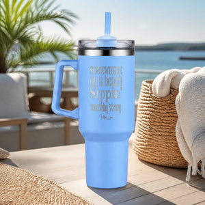 Somewhere On A Beach Sippin' 40oz Engraved Travel Tumbler — lifestyle