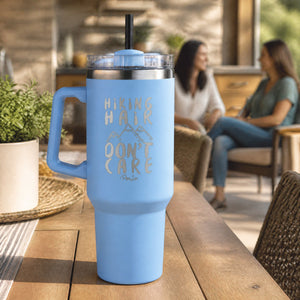 Hiking Hair 40oz Engraved Travel Tumbler — lifestyle