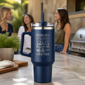 Nothing Like A Tattooed Woman 40oz Engraved Travel Tumbler — lifestyle