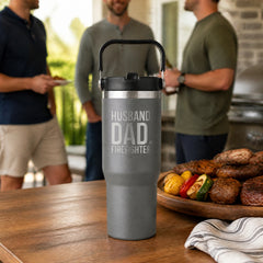 Husband Dad Firefighter 30oz Engraved Saratoga Tumbler — lifestyle