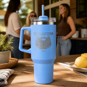 Size Matters (Beard) 40oz Engraved Travel Tumbler — lifestyle