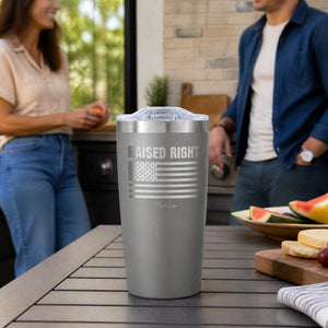 Raised Right 20oz Engraved Adventure Tumbler — lifestyle