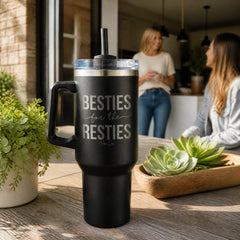 Besties for the Resties 40oz Engraved Travel Tumbler — lifestyle