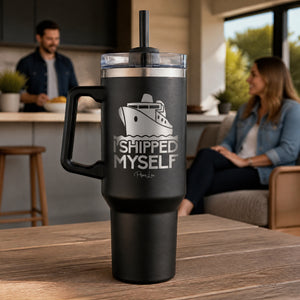 I Shipped Myself 40oz Engraved Travel Tumbler — lifestyle