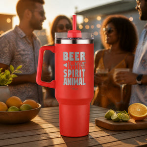 Beer Is My Spirit Animal 40oz Engraved Travel Tumbler — lifestyle