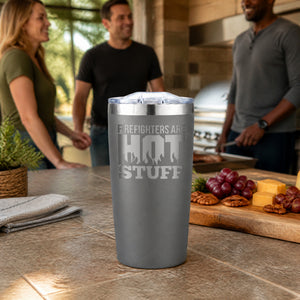 Firefighter Are Hot Stuff 20oz Engraved Adventure Tumbler — lifestyle