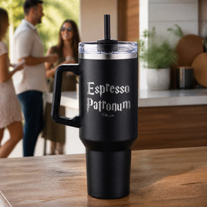 Espresso Patronum 40oz Engraved Travel Tumbler — lifestyle