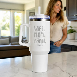 Wife Mom Mermaid 40oz Engraved Travel Tumbler — lifestyle
