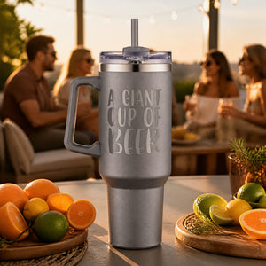 A Giant Cup of Beer 40oz Engraved Travel Tumbler — lifestyle