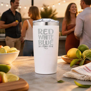Red White Blue And Tequila Too 20oz Engraved Adventure Tumbler — lifestyle