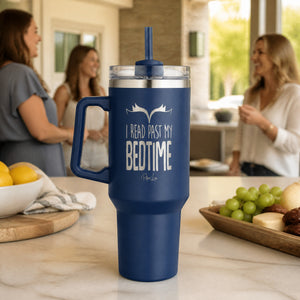 I Read Past My Bedtime 40oz Engraved Travel Tumbler — lifestyle