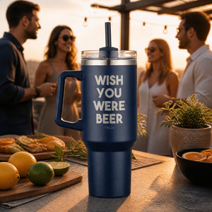 Wish You Were Beer 40oz Engraved Travel Tumbler — lifestyle