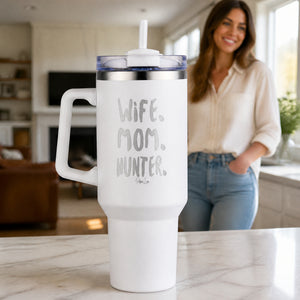 Wife Mom Hunter 40oz Engraved Travel Tumbler — lifestyle