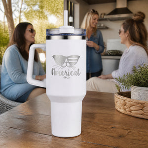 Americat 40oz Engraved Travel Tumbler — lifestyle