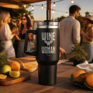 Wine Woman 40oz Engraved Travel Tumbler — lifestyle