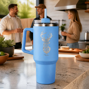 Best Buckin' Dad 40oz Engraved Travel Tumbler — lifestyle