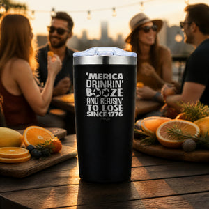 Drinkin Booze And Refusin To Lose 20oz Engraved Adventure Tumbler — lifestyle