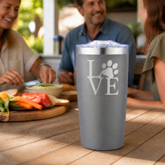 Love Paw Print 20oz Engraved Adventure Tumbler — lifestyle