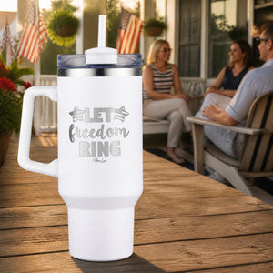 Let Freedom Ring 40oz Engraved Travel Tumbler — lifestyle