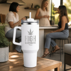 High Maintenance 40oz Engraved Travel Tumbler — lifestyle