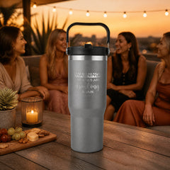 Warning The Girls Are Drinking Again 30oz Engraved Saratoga Tumbler — lifestyle