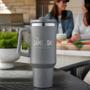 It's Gameday Y'all Baseball 40oz Engraved Travel Tumbler — lifestyle