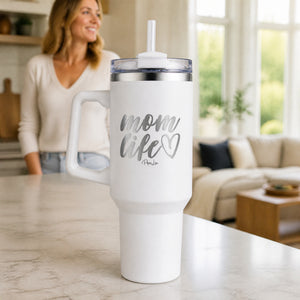 Mom Life 40oz Engraved Travel Tumbler — lifestyle