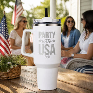 Party In The USA 40oz Engraved Travel Tumbler — lifestyle
