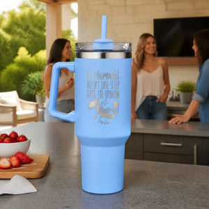 A Mermaid Doesn't Lose Sleep 40oz Engraved Travel Tumbler — lifestyle