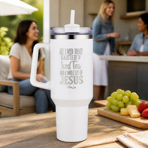 Jesus And Iced Tea 40oz Engraved Travel Tumbler — lifestyle