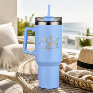 Beach Please 40oz Engraved Travel Tumbler — lifestyle