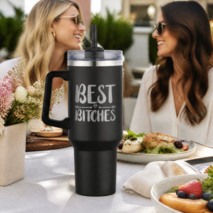 Best Bitches 40oz Engraved Travel Tumbler — lifestyle