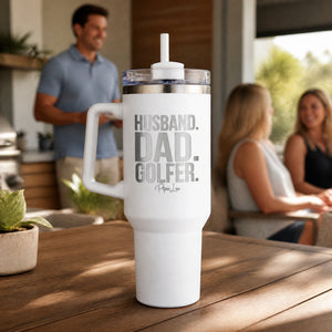 Husband Dad Golfer 40oz Engraved Travel Tumbler — lifestyle