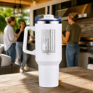 If You Ain't First You're Last 40oz Engraved Travel Tumbler — lifestyle