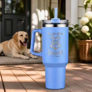 My Dog Attends Dogwarts 40oz Engraved Travel Tumbler — lifestyle