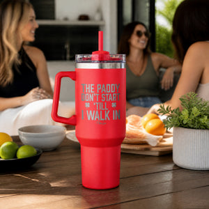 The Paddy Don't Start 40oz Engraved Travel Tumbler — lifestyle