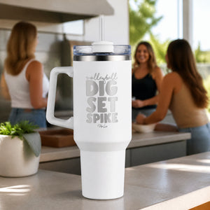 Volleyball Dig Set Spike 40oz Engraved Travel Tumbler — lifestyle