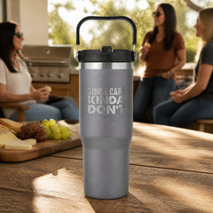 Kinda Care Kinda Dont 30oz Engraved Saratoga Tumbler — lifestyle