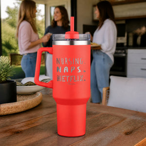 Nursing Naps Netflix 40oz Engraved Travel Tumbler — lifestyle