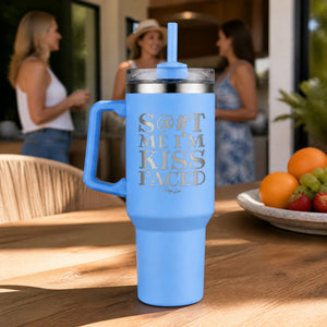S@#t Me I'm Kiss Faced 40oz Engraved Travel Tumbler — lifestyle