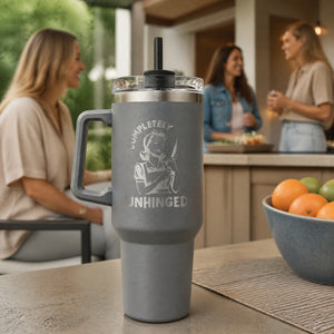 Completely Unhinged 40oz Engraved Travel Tumbler — lifestyle