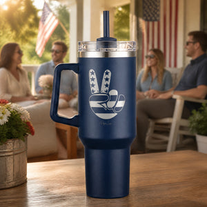 Peace Hand USA 40oz Engraved Travel Tumbler — lifestyle