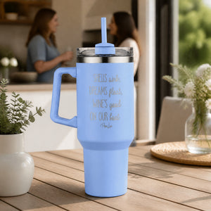 Shells Sink Dreams Float 40oz Engraved Travel Tumbler — lifestyle