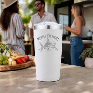 Respect The Locals Shark 20oz Engraved Adventure Tumbler — lifestyle