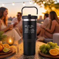 Little Miss Never Drinking Again 30oz Engraved Saratoga Tumbler — lifestyle