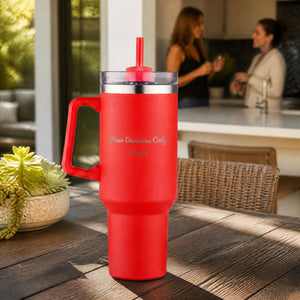 Pour Decisions Only 40oz Engraved Travel Tumbler — lifestyle