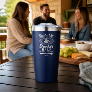 She's My Drunker Half Left 20oz Engraved Adventure Tumbler — lifestyle