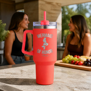 mermaid of honor 40oz Engraved Travel Tumbler — lifestyle