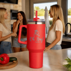 Oh Hay 40oz Engraved Travel Tumbler — lifestyle