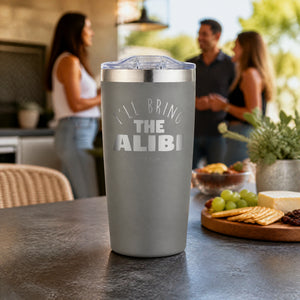I'll Bring The Alibi 20oz Engraved Adventure Tumbler — lifestyle